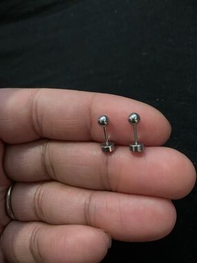 New Steel Flat back Stud Earrings unisex
